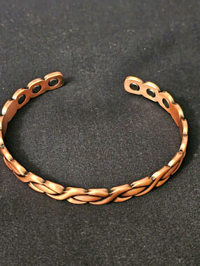 100% Copper Magnetic Braided cuff Bangle adjustable Bracelet Open Closure